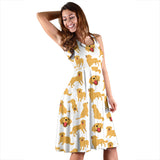 Golden Retriever Pattern Print Design 05 Sleeveless Midi Dress