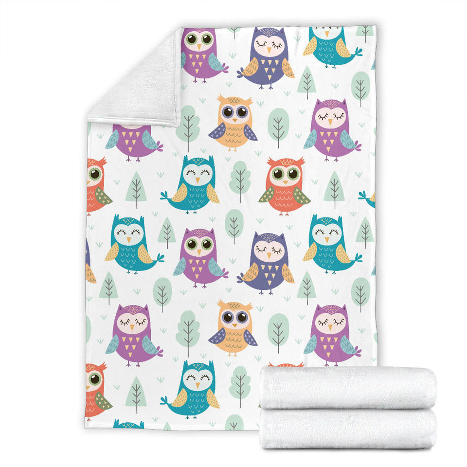 Cute Owl Pattern Premium Blanket