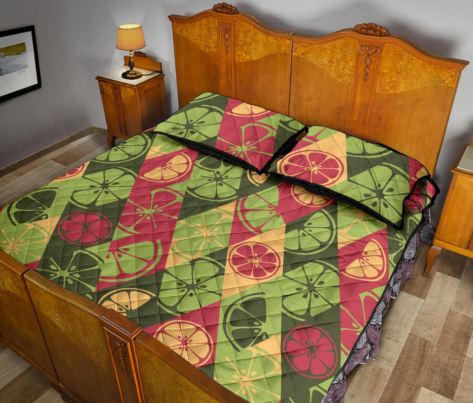 Cool Geometric lime pattern Quilt Bed Set