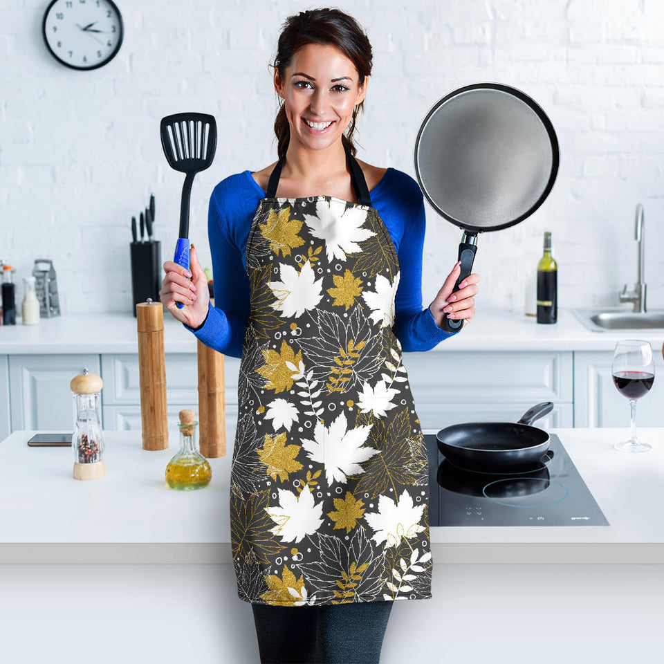 Beautiful Gold Autumn Maple Leaf Pattern Adjustable Apron