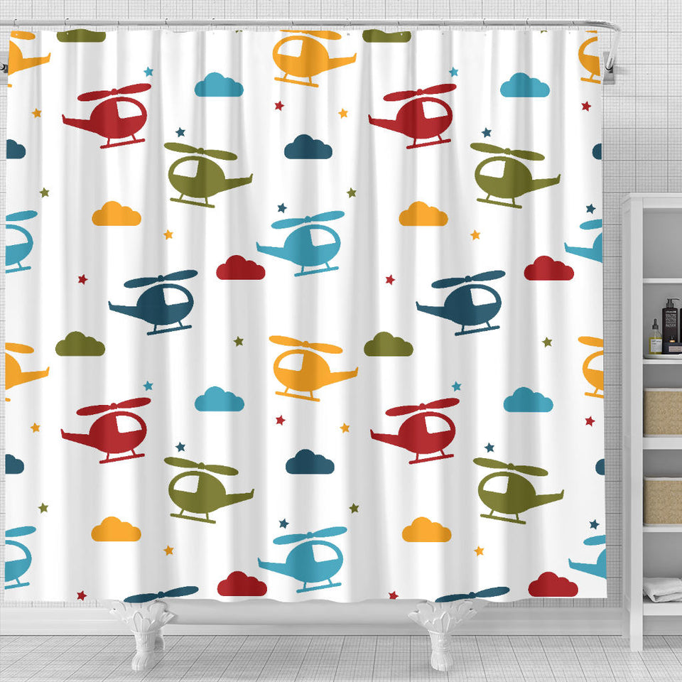 Colorful Helicopter Pattern Shower Curtain Fulfilled In US