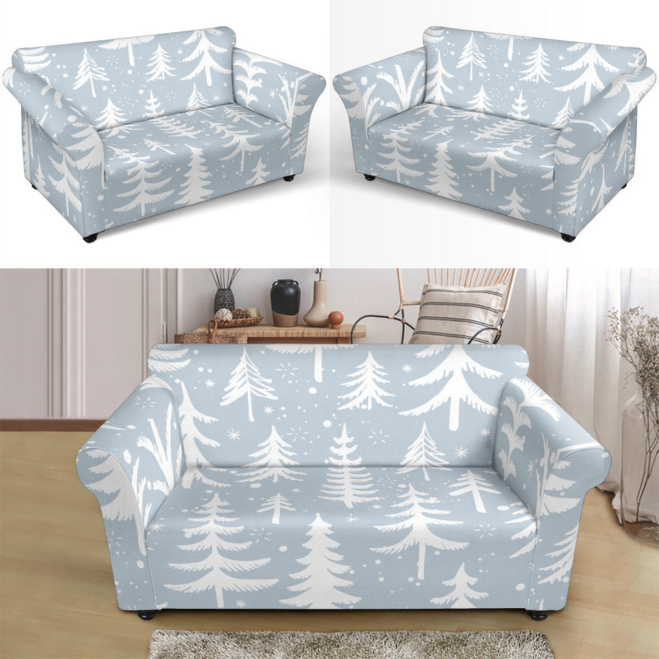 Christmas Tree Winter Forest Pattern Loveseat Couch Slipcover