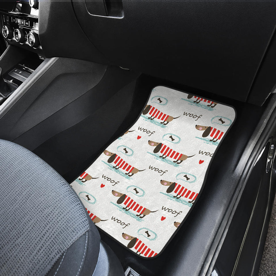 Cute Dachshund Bone Pattern Front And Back Car Mats
