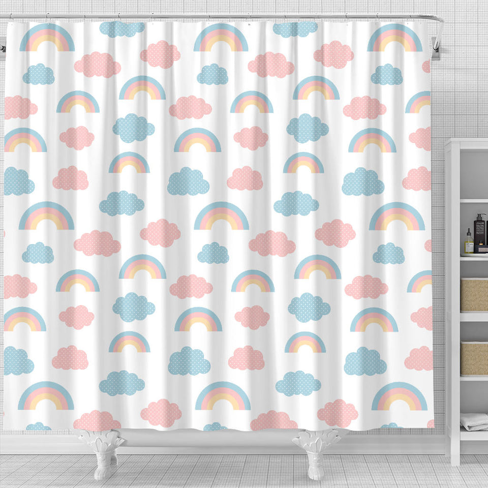 Cute Rainbow Clound Pattern Shower Curtain Fulfilled In US