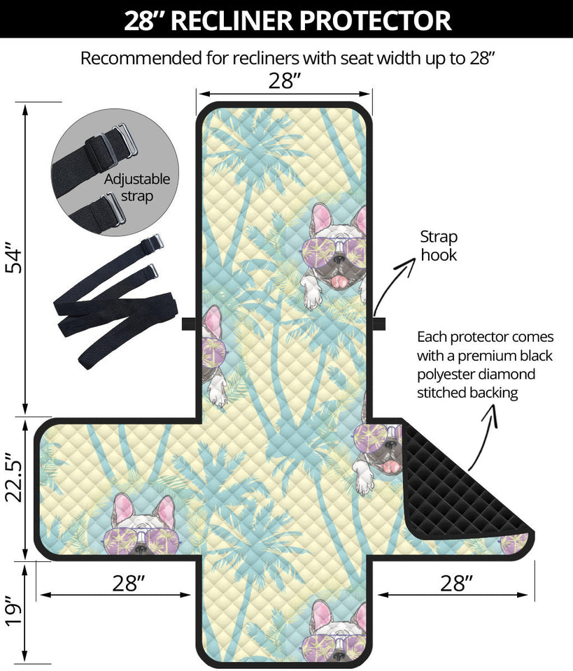 French bulldog hawaii blackground Recliner Cover Protector