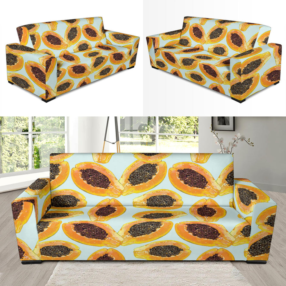 Watercolor Papaya Pattern Sofa Slipcover