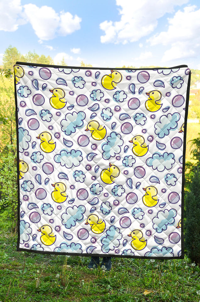 Duck Toy Pattern Print Design 01 Premium Quilt