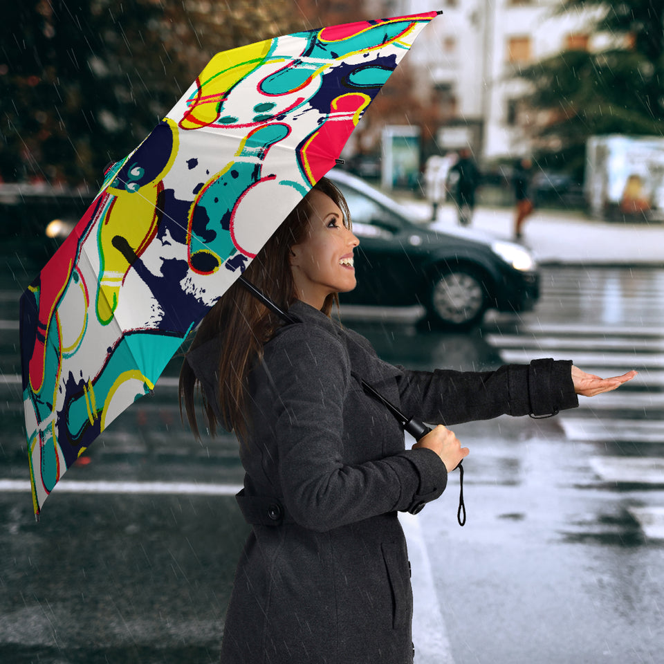 Watercolor Bowling Ball Pins Umbrella