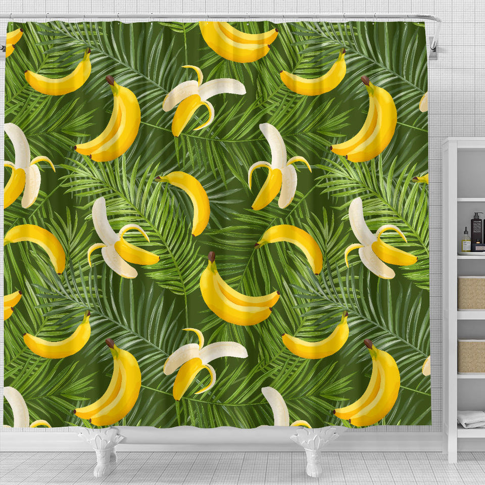Banana Palm Leaves Pattern Shower Curtain Fulfilled In US