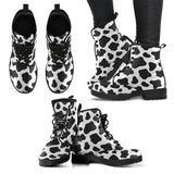 Cow Skin Pattern Leather Boots