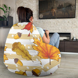 Maple Leaf Oak Leaf Acorns Beige Striped Background Bean Bag Cover