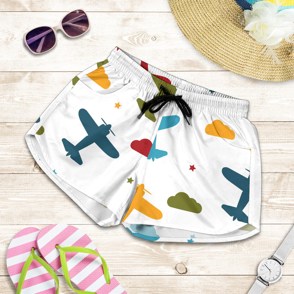 Airplane Star Cloud Colorful Women Shorts