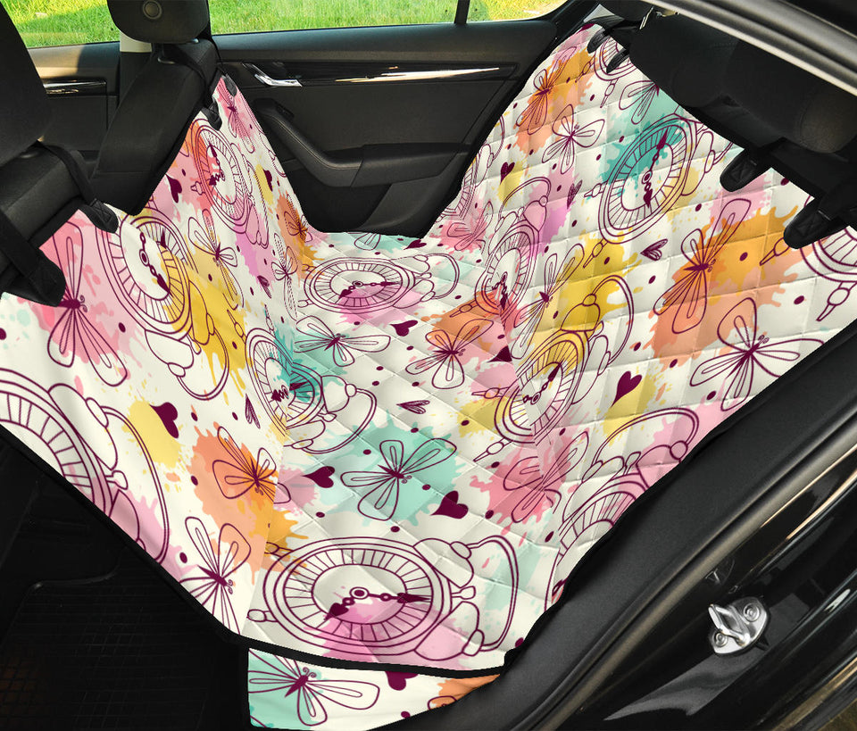 Clock Butterfly Pattern Dog Car Seat Covers