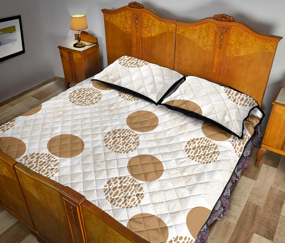 Gold Texture mushroom pattern Quilt Bed Set