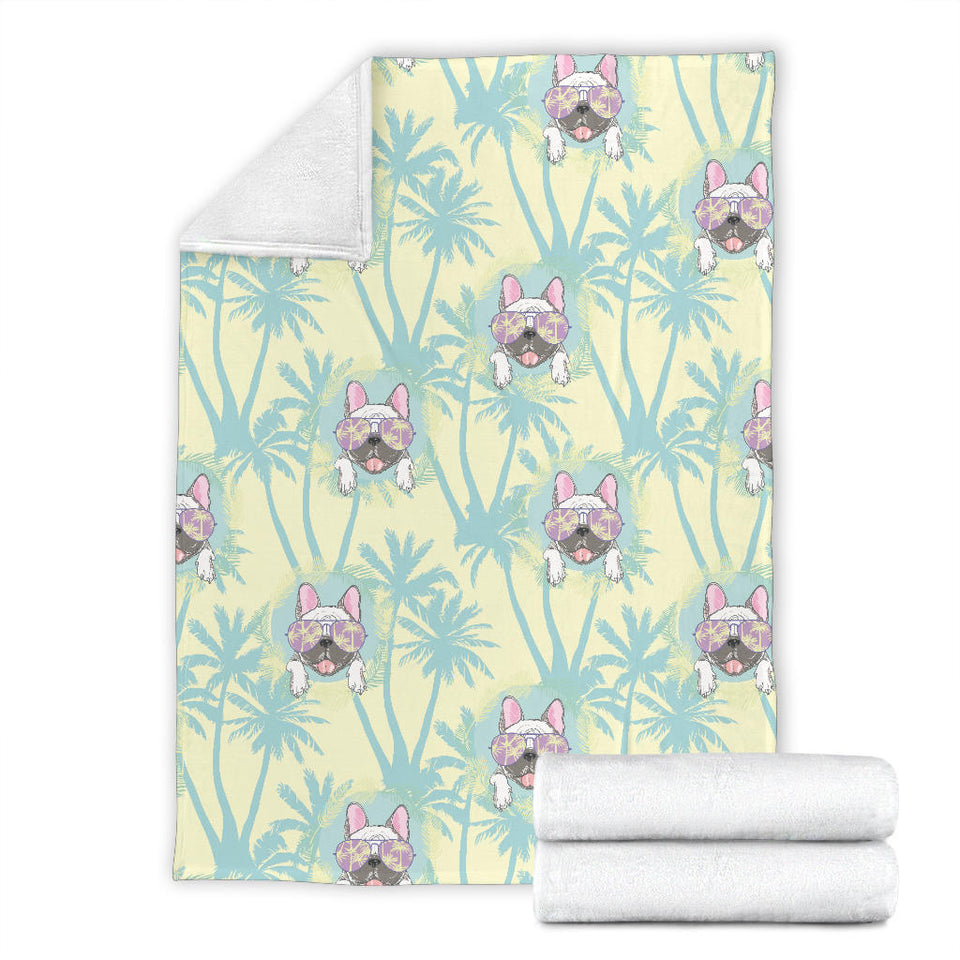 French Bulldog Hawaii Blackground Premium Blanket