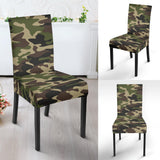 Dark Green Camo Camouflage Pattern Dining Chair Slipcover