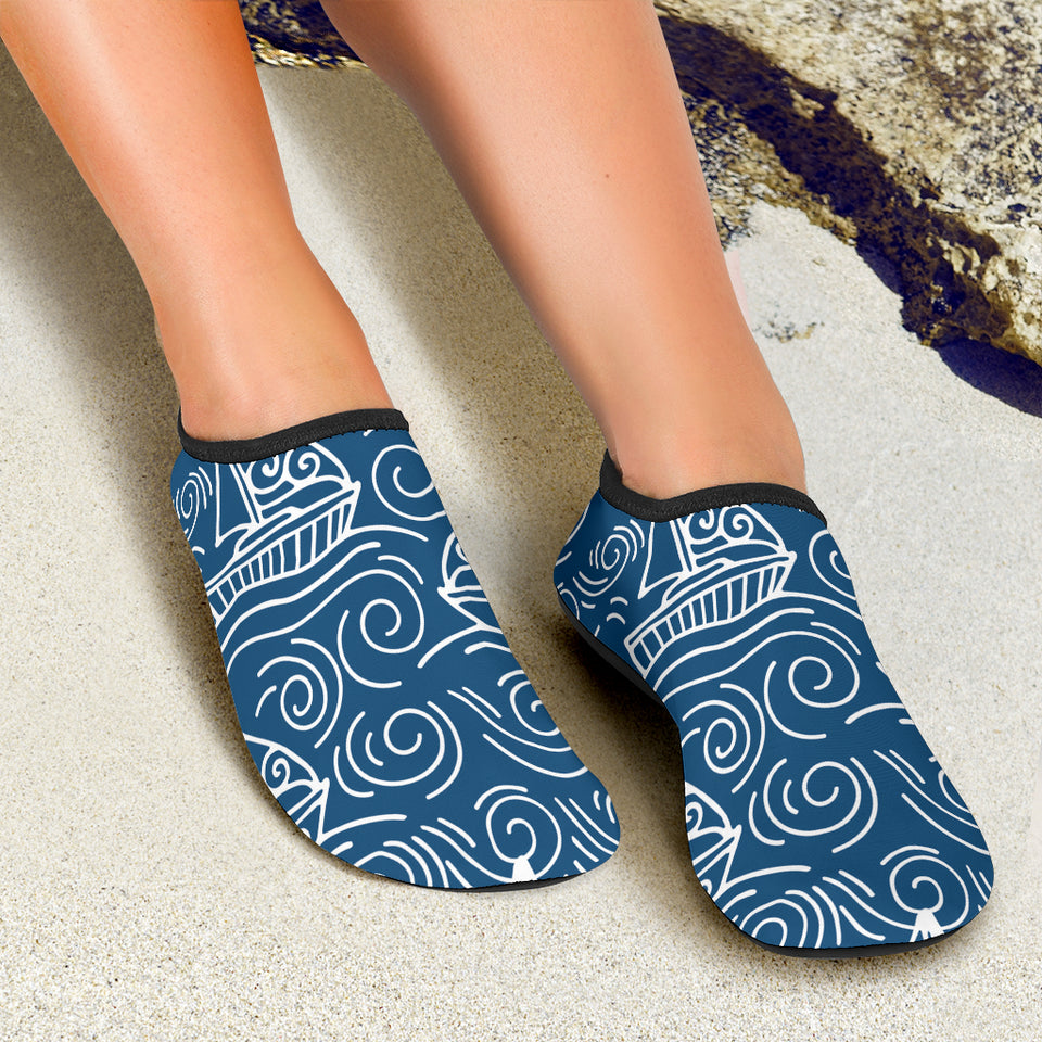 Hand Drawn Sailboat Pattern Aqua Shoes