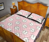 Clock pattern pink blackground Quilt Bed Set