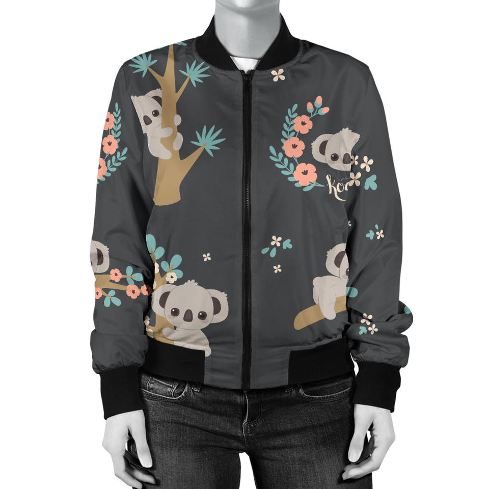 Cute Koala Pattern Women'S Bomber Jacket