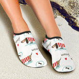 Cute Dachshund Bone Pattern Aqua Shoes