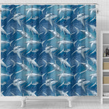 Shark Hand Drawn Shower Curtain Fulfilled In US