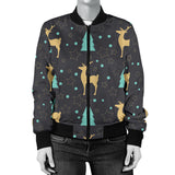Deers Star Tree Pattern Women'S Bomber Jacket