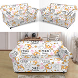 Corgi Dog Pattern Loveseat Couch Slipcover