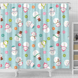 Cute Snowman Snowflake Pattern Shower Curtain Fulfilled In US