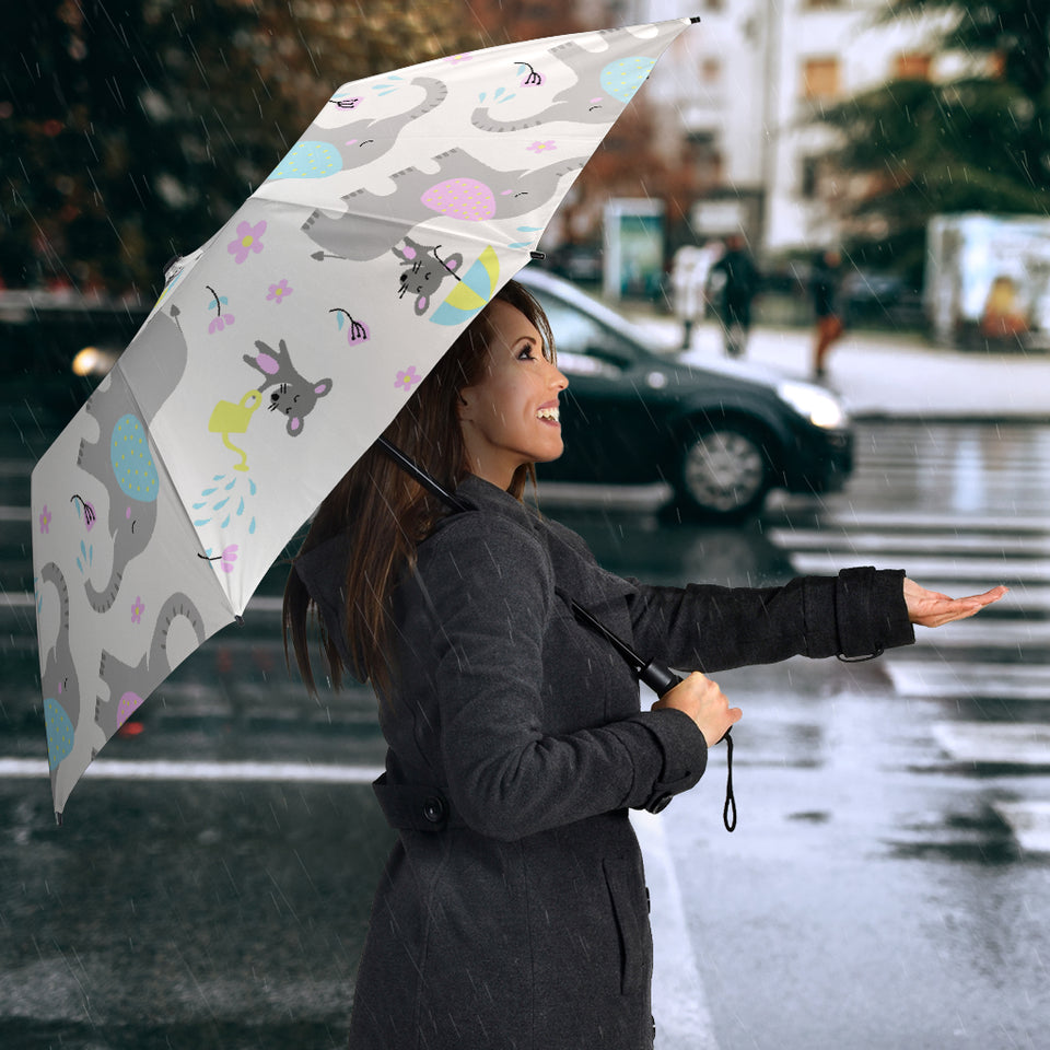 Cute Elephant Mouse Pattern Umbrella