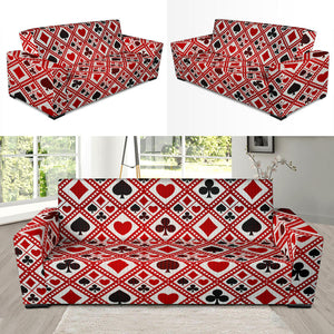Casino Cards Suits Pattern Print Design 03 Sofa Slipcover