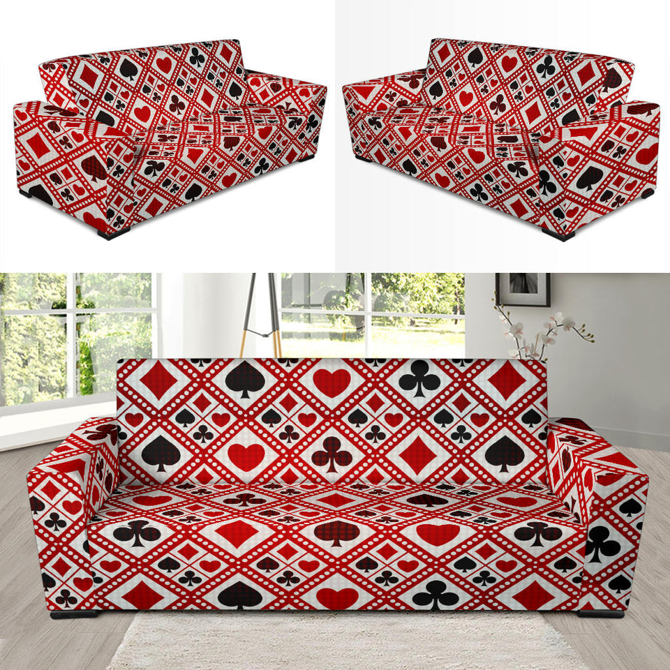 Casino Cards Suits Pattern Print Design 03 Sofa Slipcover