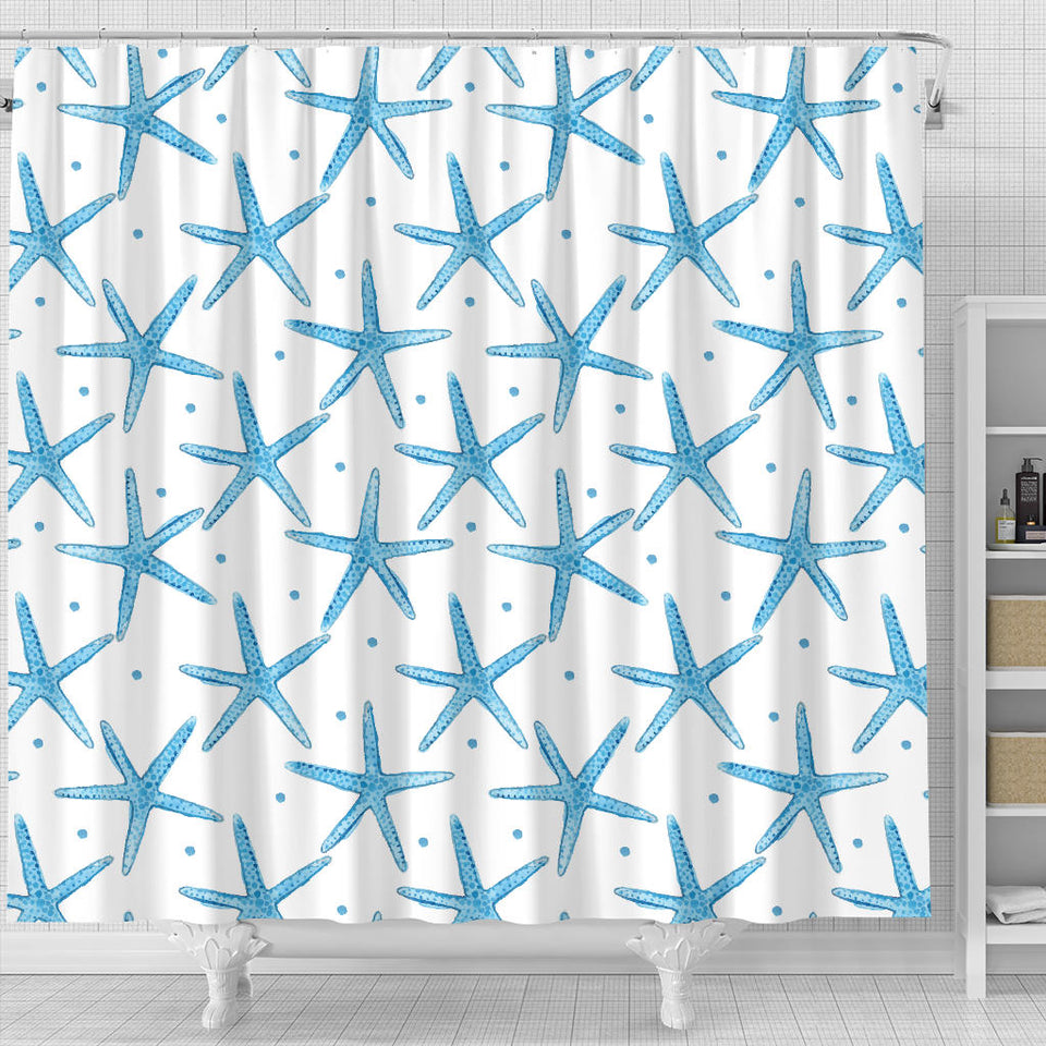 Watercolor Starfish Pattern Shower Curtain Fulfilled In US