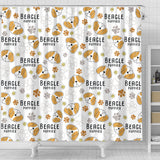 Cute Beagle Dog Pattern Background Shower Curtain Fulfilled In US