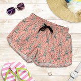 Eiffel Tower Flower Background Pattern Print Design 03 Women Shorts