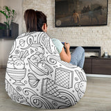 Cartoon Hand Drawn Ice Cream Black White Bean Bag Cover
