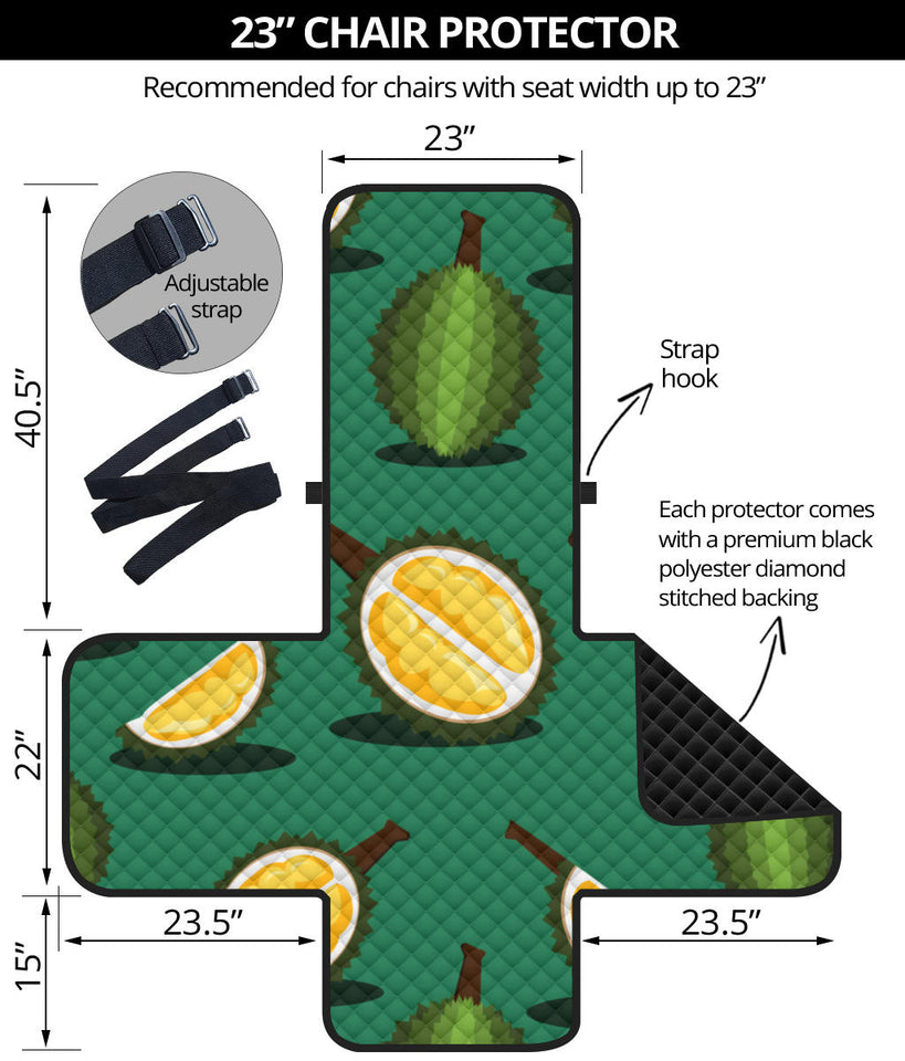 Durian pattern green background Chair Cover Protector