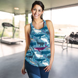Whale design pattern Women Racerback Tank Top