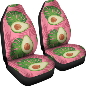Avocado Slices Leaves Pink Back Ground  Universal Fit Car Seat Covers