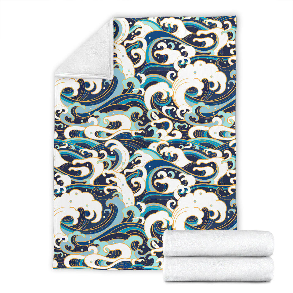 Japanese Wave Pattern Premium Blanket