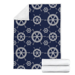 Nautical Steering Wheel Design Pattern Premium Blanket