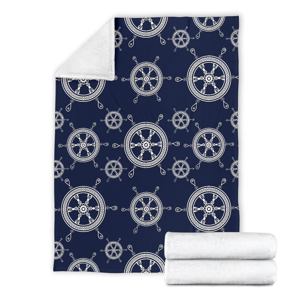 Nautical Steering Wheel Design Pattern Premium Blanket
