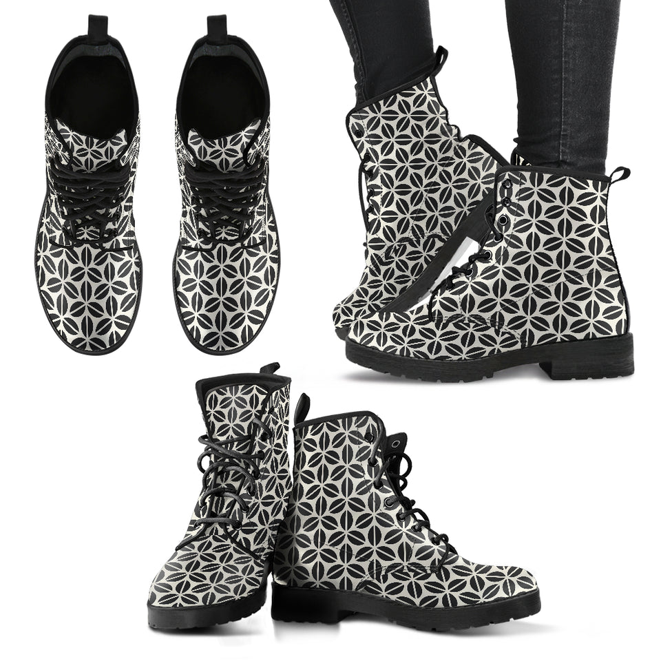 Coffee Bean Abstract Modern Pattern Leather Boots