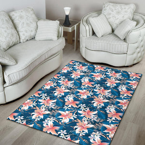 Hibiscus Pattern Print Design 02 Area Rug.