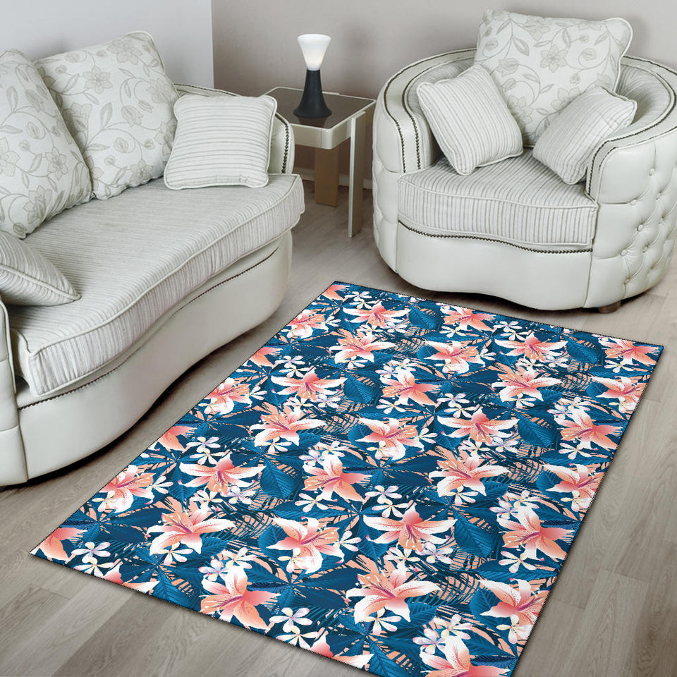 Hibiscus Pattern Print Design 02 Area Rug.