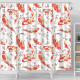 Watercolor Koi Fish Carp Fish Pattern Shower Curtain Fulfilled In US