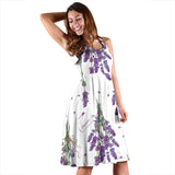 Lavender Flower Design Pattern Sleeveless Midi Dress