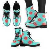 Grapefruit Green Background Leather Boots