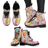 Clock Butterfly Pattern Leather Boots