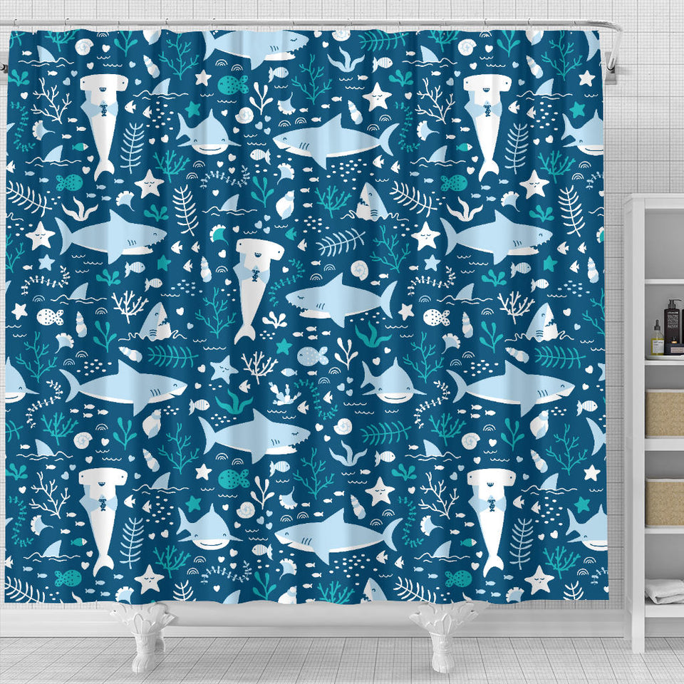 Cute Shark Pattern Shower Curtain Fulfilled In US
