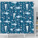 Cute Shark Pattern Shower Curtain Fulfilled In US